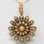 Late Victorian 14k Gold seed pearl sunflower brooch pendant SKU-5202