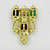 Vintage Gold tone glass cabochon fur clip brooch SKU-1778