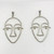 Silver tone face earrings SKU-1801