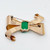 Coro Gold vermeil sterling silver  emerald glass rhinestone bow brooch SKU-832