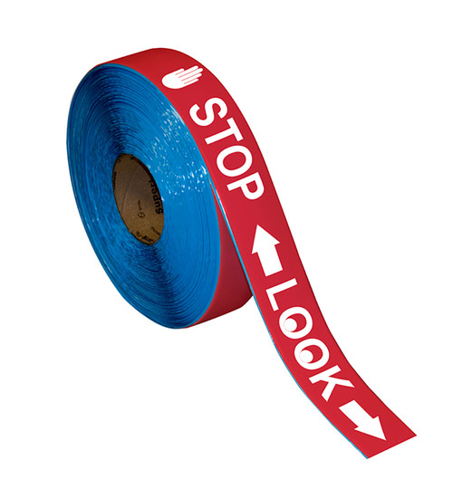 Superior Mark® Repeating Message Floor Tape - "STOP LOOK"
