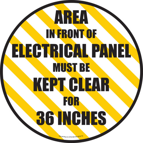 Area in Front of Electrical Panel Must be Kept Clear for 36 inches - Rubber - 17.5'' Area in Front of Electrical Panel Must be Kept Clear for 36 inches - Rubber - 17.5''