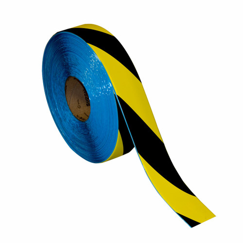 Superior Mark® Floor Tape - 2'' x 100' - Black/Yellow - with LINER