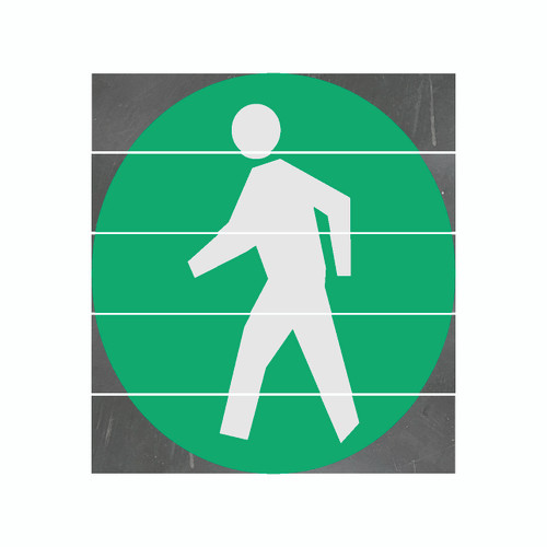 PEDESTRIAN CROSSING SM FLOOR SIGN - 18'' - GREEN BKGD/WHITE PEDESTRIAN ICON - ACTUAL SIZE 18'' X 20'' (5 PIECES)