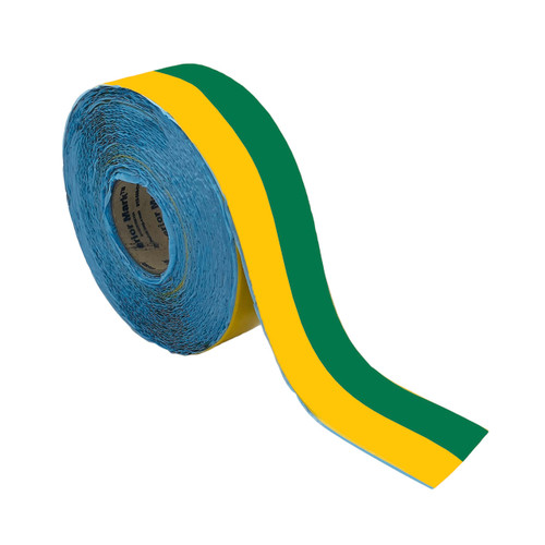 Superior Mark® Floor Marking Tape - 4'' x 100' - Green/Yellow Split Tape