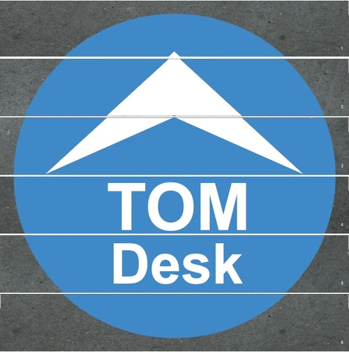 TOM Desk SM FLOOR SIGN - Blue Background/White Text - ACTUAL SIZE 24'' X 24'' (6 PIECES)