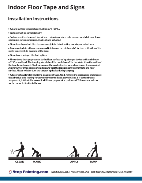 Indoor Floor Tape and Signs Installation Instructions