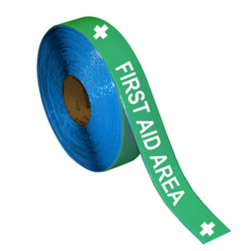 "FIRST AID AREA KEEP CLEAR" Floor Tape