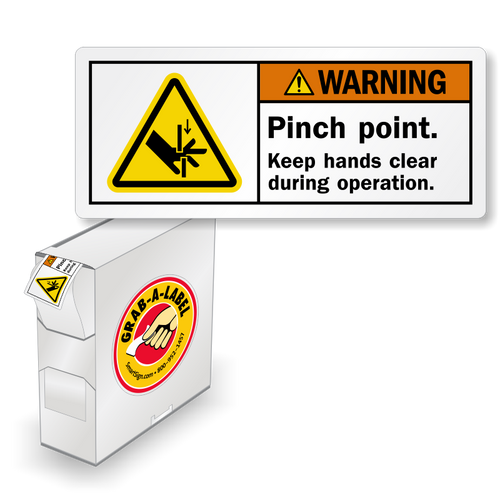 Danger: Pinch Point Keep Hands Clear Label - OSHA