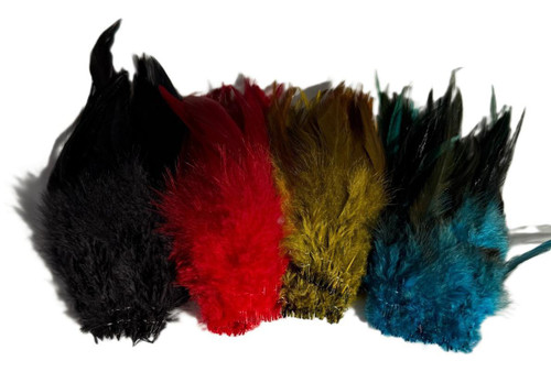 Strung Rooster Saddles Long - Dyed Over Natural