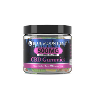 CBD Gummies By Blue Moon Hemp 500MG (12oz Jar) (Assorted Flavors) *Drop Ship* (MSRP $29.99)