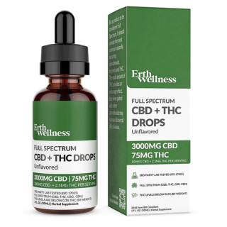 Full Spectrum CBD + THC Drops Oil Tincture By ERTH Wellness 3000MG 30ML (Pack of 6) *Drop Ship* (MSRP $49.99 Each)