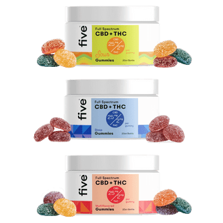 Full Spectrum CBD+THC Gummies by Five CBD 25MG CBD 2MG THC 20ct (Pack of 6) *Drop Ship* (MSRP $29.99 Each)