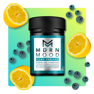 Full Spectrum (50MG CBD + 10MG D9) Gummies by MDRN MOOD 20ct Bottle (Display of 6) *Drop Ship* (MSRP $39.99 Each)