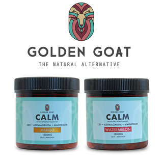 Calm CBD + Ashwagandha Gummies 1500mg 30ct by Golden Goat CBD *Drop Ship* (MSRP $40.00) Calm CBD + Ashwagandha Gummies 1500mg 30ct by Golden Goat CBD *Drop Ship* (MSRP $40.00)