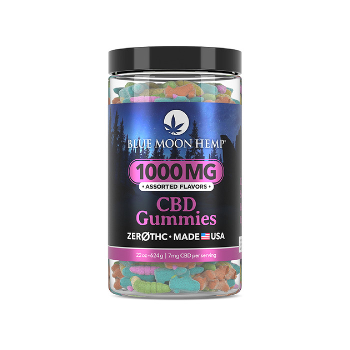 CBD Gummies By Blue Moon Hemp 1000MG (22oz Jar) (Assorted Flavors) *Drop Ship* (MSRP $59.99)