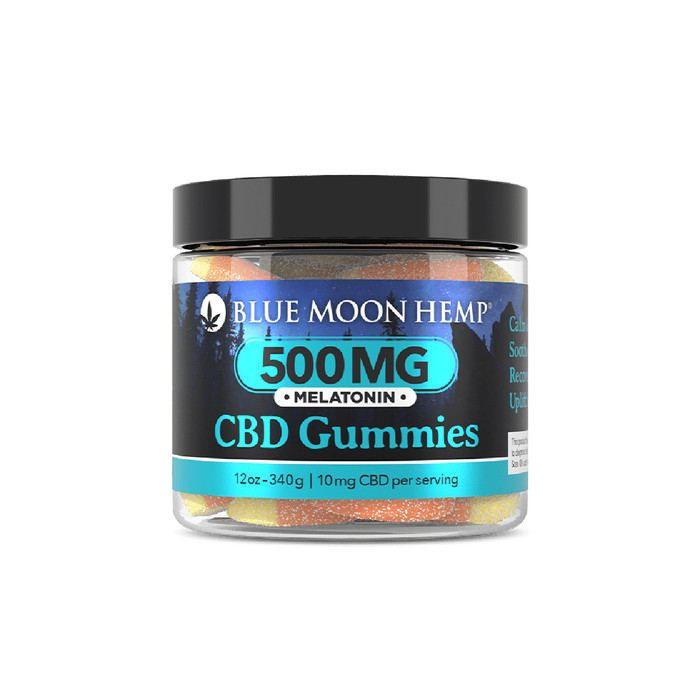 CBD Gummies with Melatonin By Blue Moon Hemp 500MG (12oz Jar) *Drop Ship* (MSRP $29.99)
