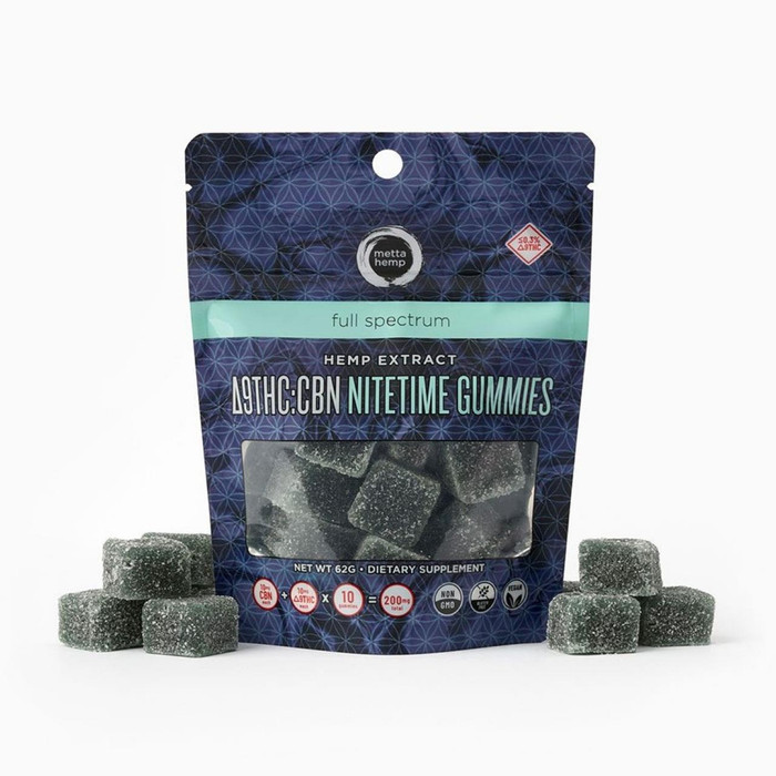 Full Dose Delta 9 THC / CBN Nitetime Gummies By Metta Hemp Company 1200MG (10 Pieces) *Drop Ship* (MSRP $19.99 Each) Full Dose Delta 9 THC / CBN Nitetime Gummies By Metta Hemp Company 1200MG (10 Pieces) *Drop Ship* (MSRP $19.99 Each)