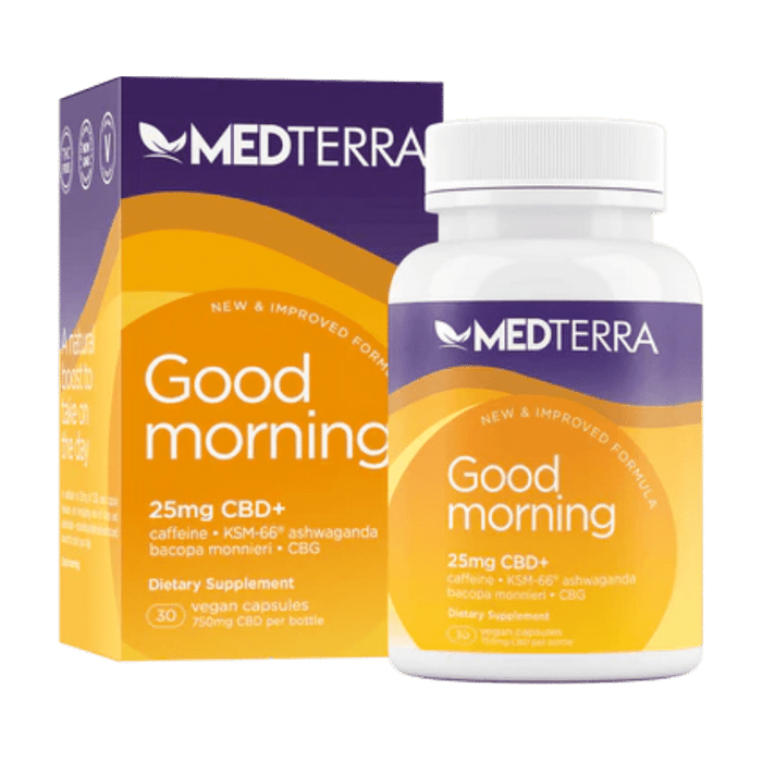 Good Morning Capsules by Medterra 25MG CBD 25MG CBG 30ct (Pack of 6) *Drop Ship* (MSRP $54.99 Each)