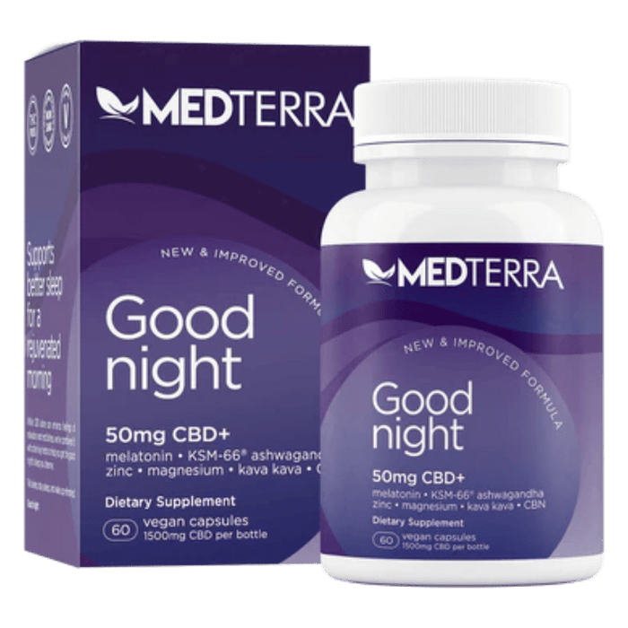Good Night Capsules by Medterra 50MG CBD 1.5MG CBN 60ct (Pack of 6) *Drop Ship* (MSRP $64.99 Each)