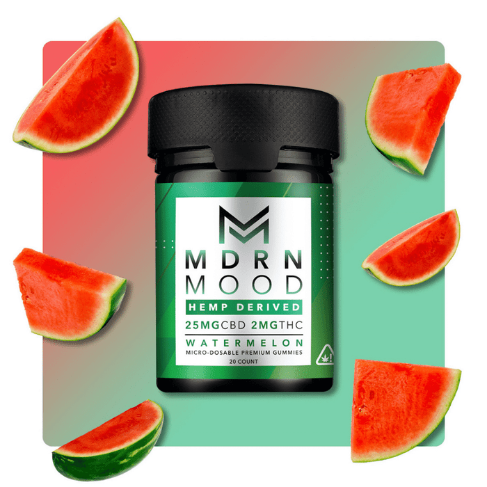 Full Spectrum (25MG CBD + 2MG D9) Gummies by MDRN MOOD 20ct Bottle (Display of 6) *Drop Ship* (MSRP $29.99 Each)