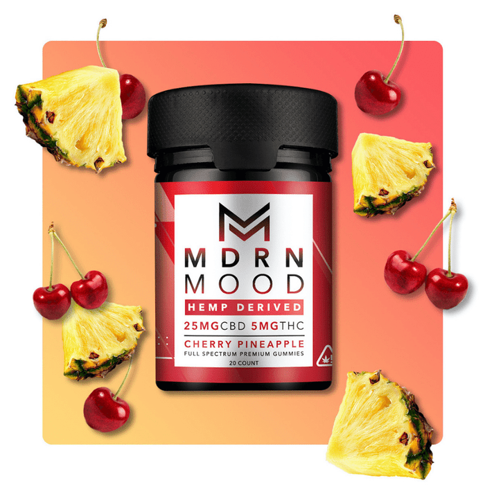 Full Spectrum (25MG CBD + 5MG D9) Gummies by MDRN MOOD 20ct Bottle (Display of 6) *Drop Ship* (MSRP $34.99 Each)