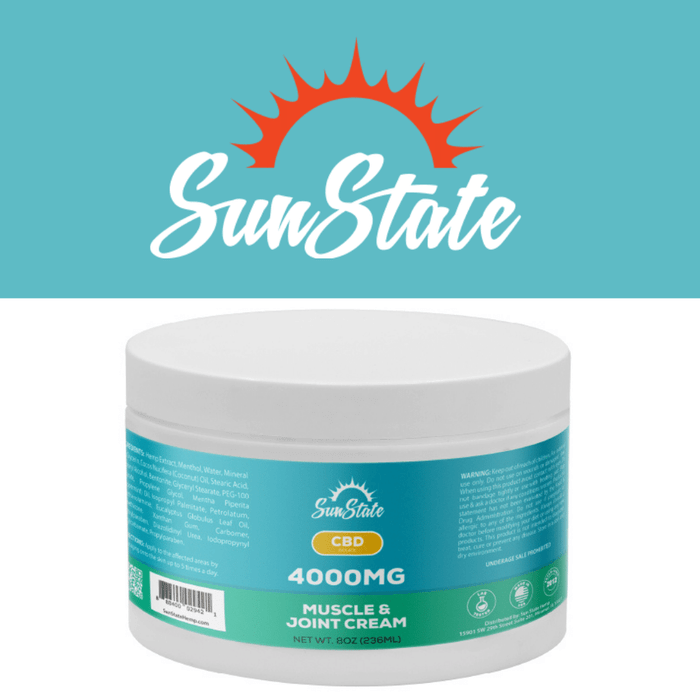 CBD Muscle and Joint Cream 8oz 4000mg by Sun State Hemp *Drop Ship* (MSRP $59.99)