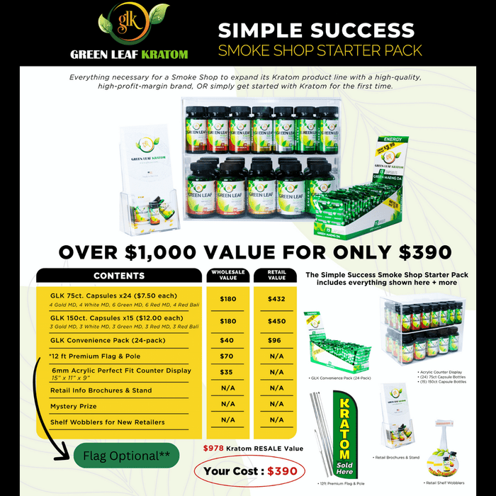 Simple Success Smoke Shop Starter Pack by Green Leaf Kratom *Drop Ship* (MSRP $978.00) 