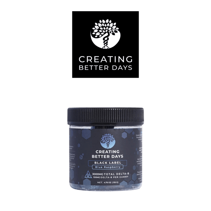 Delta 8 Black Label Gummies 3000mg 30ct (Pack of 6) by Creating Better Days *Drop Ship* (MSRP $35.00 Each)