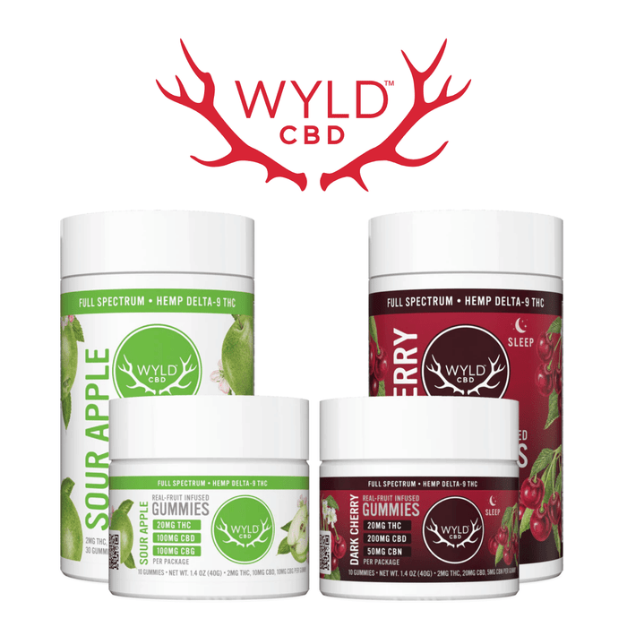 Full Spectrum CBD+D9 Gummies (Display of 10) by WYLD CBD *Drop Ship* (MSRP $24.95-$49.95 Each)