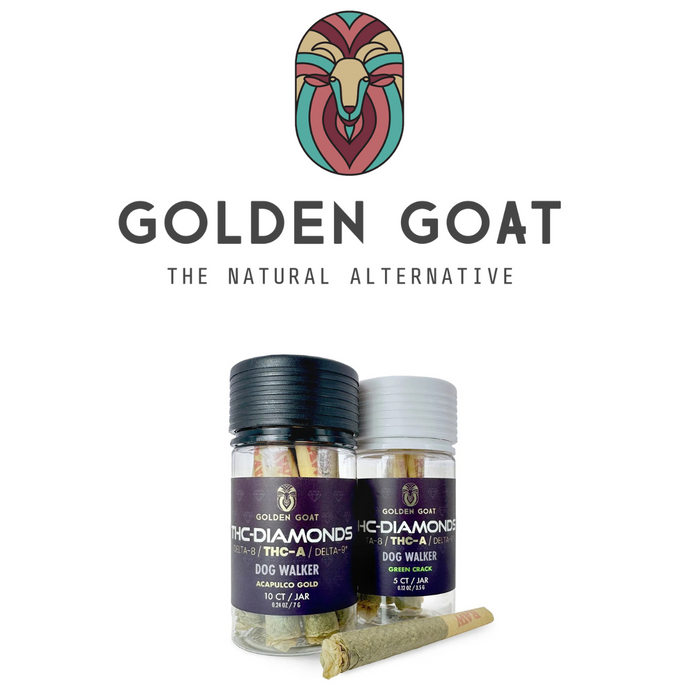 Dog Walker Pre-Rolls .7g (Jar of 5) by Golden Goat CBD *Drop Ship* (MSRP $25.00) Dog Walker Pre-Rolls .7g (Jar of 5) by Golden Goat CBD *Drop Ship* (MSRP $25.00)