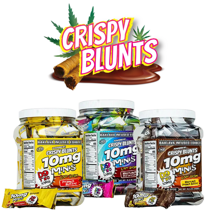 Crispy Blunts Minis - Delta 9 10mg (Jar of 40) *Drop Ship* (MSRP $4.99 Each) Crispy Blunts Minis - Delta 9 10mg (Jar of 40) *Drop Ship* (MSRP $4.99 Each)