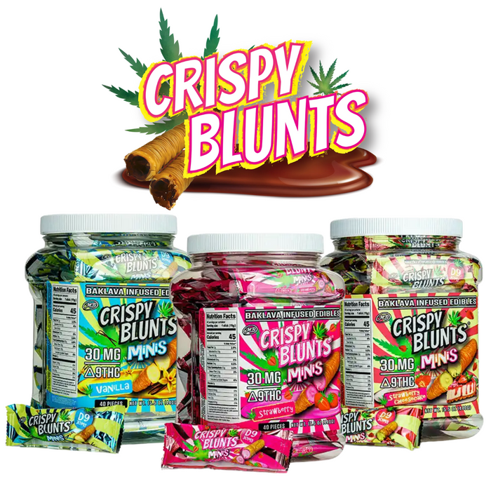 Crispy Blunts Minis - Delta 9 30mg (Jar of 40) *Drop Ship* (MSRP $4.99 Each) Crispy Blunts Minis - Delta 9 30mg (Jar of 40) *Drop Ship* (MSRP $4.99 Each)