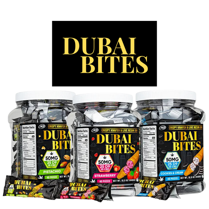 Dubai Bites CBD+D9 50mg (Jar of 40) *Drop Ship* (MSRP $4.99 Each) Dubai Bites CBD+D9 50mg (Jar of 40) *Drop Ship* (MSRP $4.99 Each)