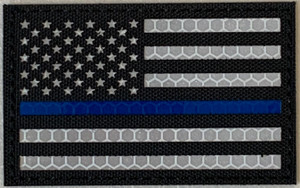 Laser Cut Honeycomb Reflective US Flag - Thin Blue Line