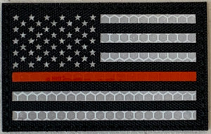 Laser Cut Honeycomb Reflective US Flag - Thin Red Line Laser Cut Honeycomb Reflective US Flag - Thin Red Line