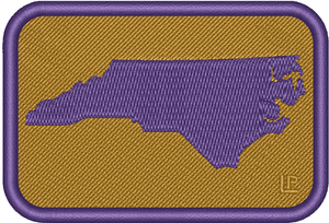 North Carolina Silhouette - East Carolina Purple on Gold 2x3 Loyalty Patch North Carolina Silhouette - East Carolina Purple on Gold 2x3 Loyalty Patch