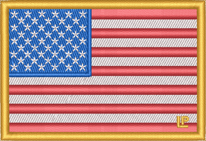 USA Flag Gold Border 2x3 Loyalty Patch USA Flag Gold Border 2x3 Loyalty Patch