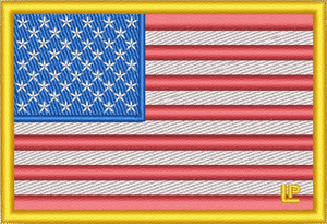 USA Flag Yellow Border 2x3 Loyalty Patch USA Flag Yellow Border 2x3 Loyalty Patch