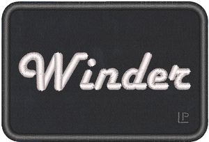 Winder White on Black 2x3 Loyalty Patch, 75% embroidery