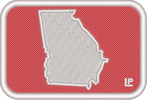 Georgia Silhouette - Red and White 2x3 Loyalty Patch Georgia Silhouette - Red and White 2x3 Loyalty Patch