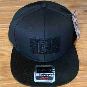 Black Flat Bill Snapback front view Black Flat Bill Snapback front view
