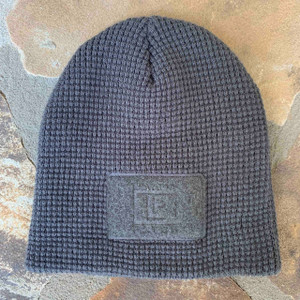 Waffle Knit Beanie - Charcoal - Front Patch Only Waffle Knit Beanie - Charcoal - Front Patch Only