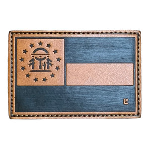 Georgia State Flag Vegan Leather Debossed 2x3 Loyalty Patch Georgia State Flag Vegan Leather Debossed 2x3 Loyalty Patch