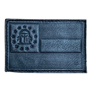 Georgia State Flag Full Grain Black Leather Debossed 2x3 Loyalty Patch Georgia State Flag Full Grain Black Leather Debossed 2x3 Loyalty Patch