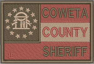 Georgia State Flag Coweta County Sheriff Coyote 2x3 Loyalty Patch Georgia State Flag Coweta County Sheriff Coyote 2x3 Loyalty Patch