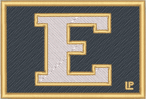 Evans Middle School White E on Blue 2x3 Loyalty Patch Evans Middle School White E on Blue 2x3 Loyalty Patch