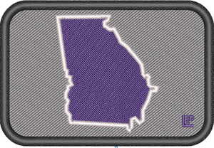 Georgia Silhouette - Purple on Gray 2x3 Loyalty Patch Georgia Silhouette - Purple on Gray 2x3 Loyalty Patch