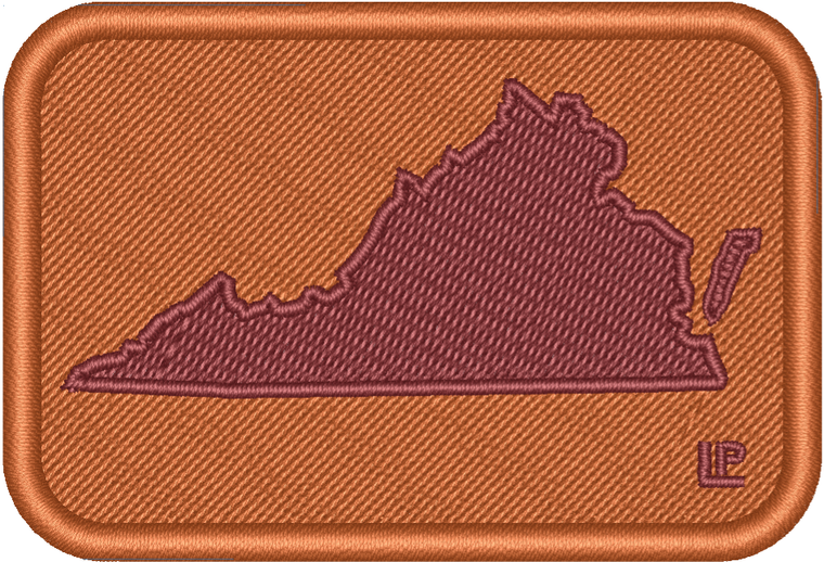 Virginia Silhouette - Virginia Tech Maroon on Burnt Orange 2x3 Loyalty Patch