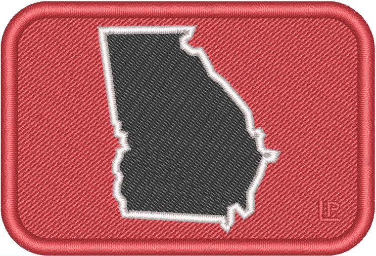 Georgia Silhouette - Black on Red w White Outline 2x3 Loyalty Patch